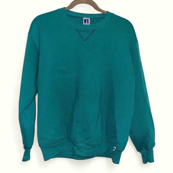 Russell Athletic Crewneck Sweatshirt Mens Large Green Pullover USA Vintage 90s - Picture 1 of 8